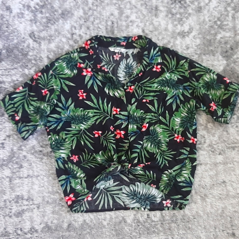 Tropical Button Up Top L